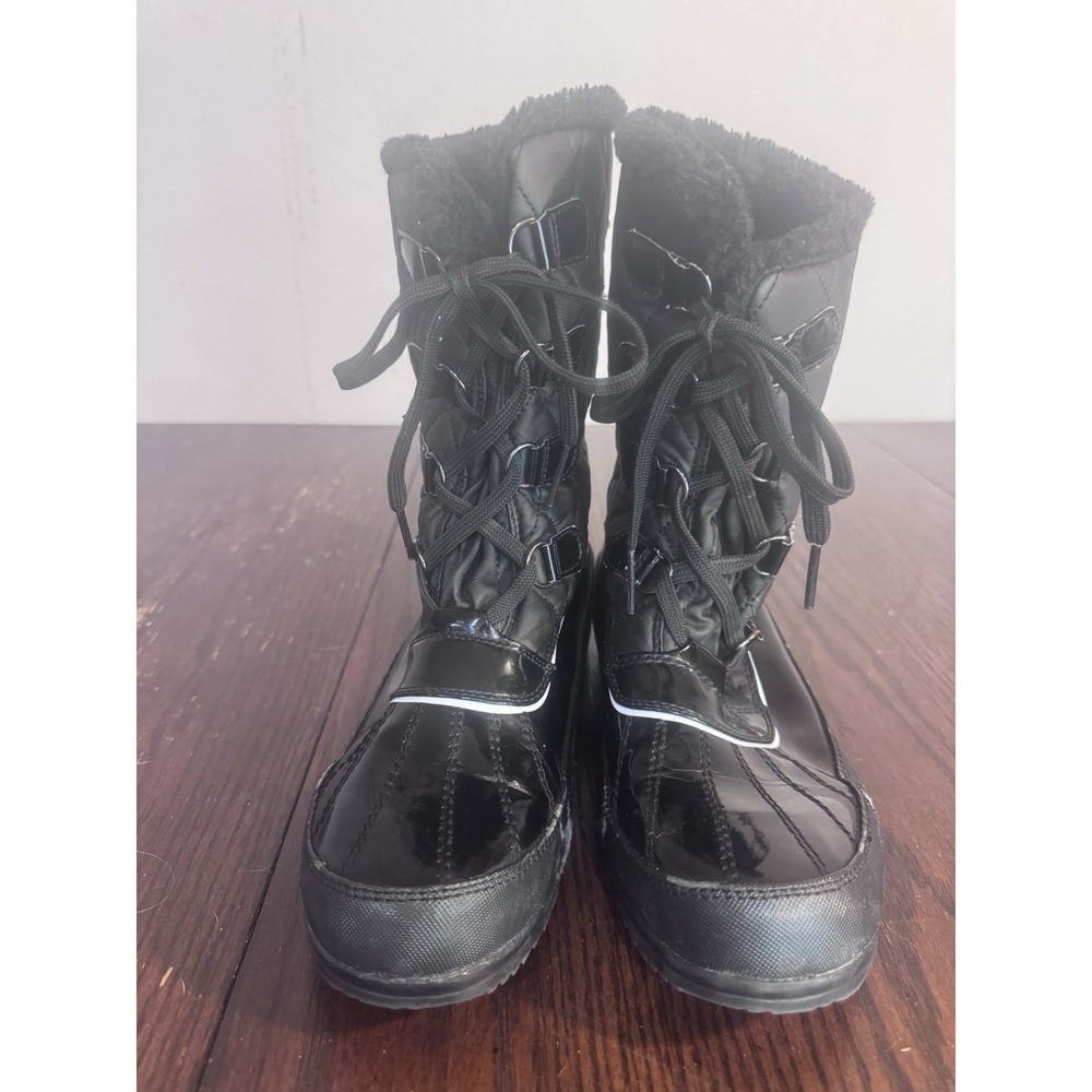Alpine Design Women's Size 9 Black Quilted Faux Fur Lace Up Winter Snow Boots